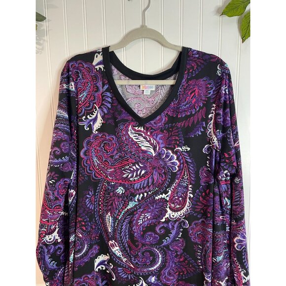 LuLaRoe Womens 2XL Long Sleeve Paisley Swing Dress 95% Polyester &Spandex Blend - Picture 8 of 14